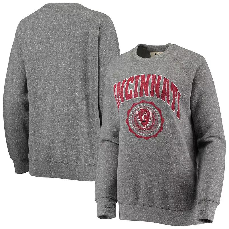 Women's Pressbox Heathered Gray Cincinnati Bearcats Edith Vintage Knobi Raglan Pullover Sweatshirt,  Product Image