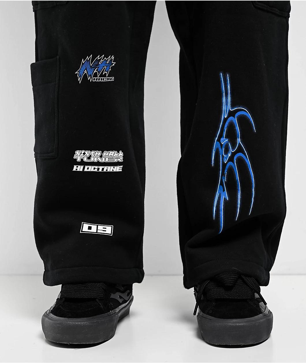 Ninth Hall Fast Lane Black Baggy Cargo Sweatpants Product Image
