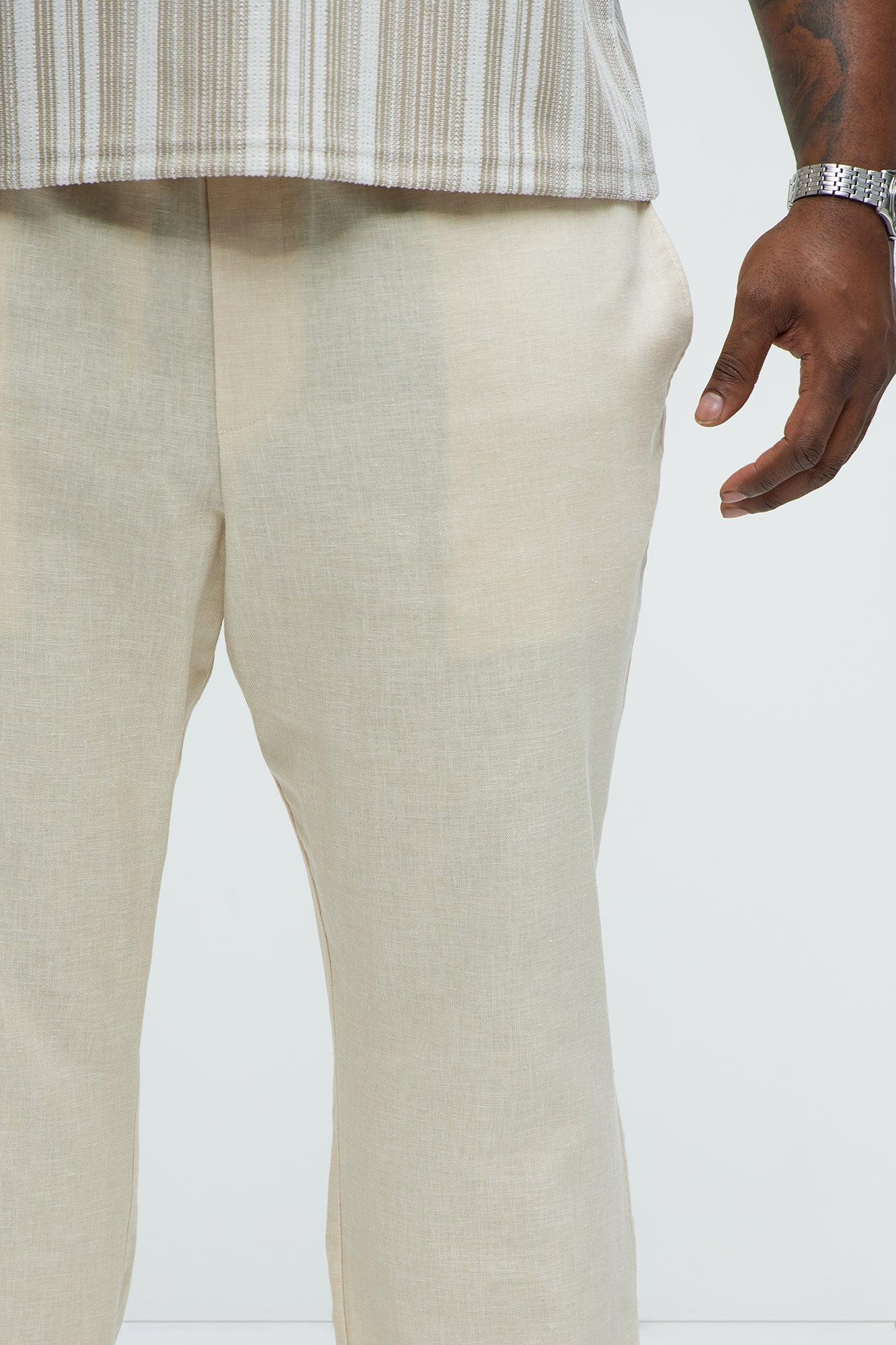Bahamas Linen Slim Pull On Pants - Khaki Product Image