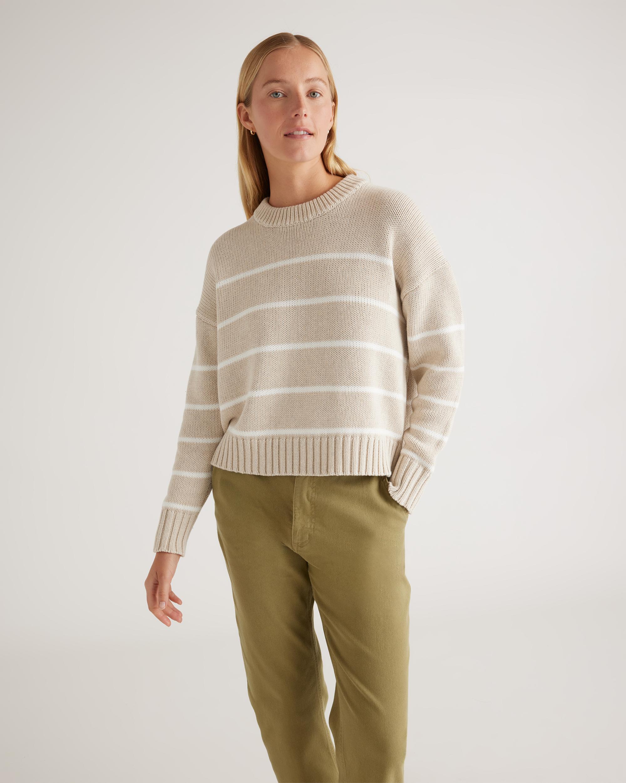 Quince | Women's Striped Crew Sweater Organic Cotton Product Image