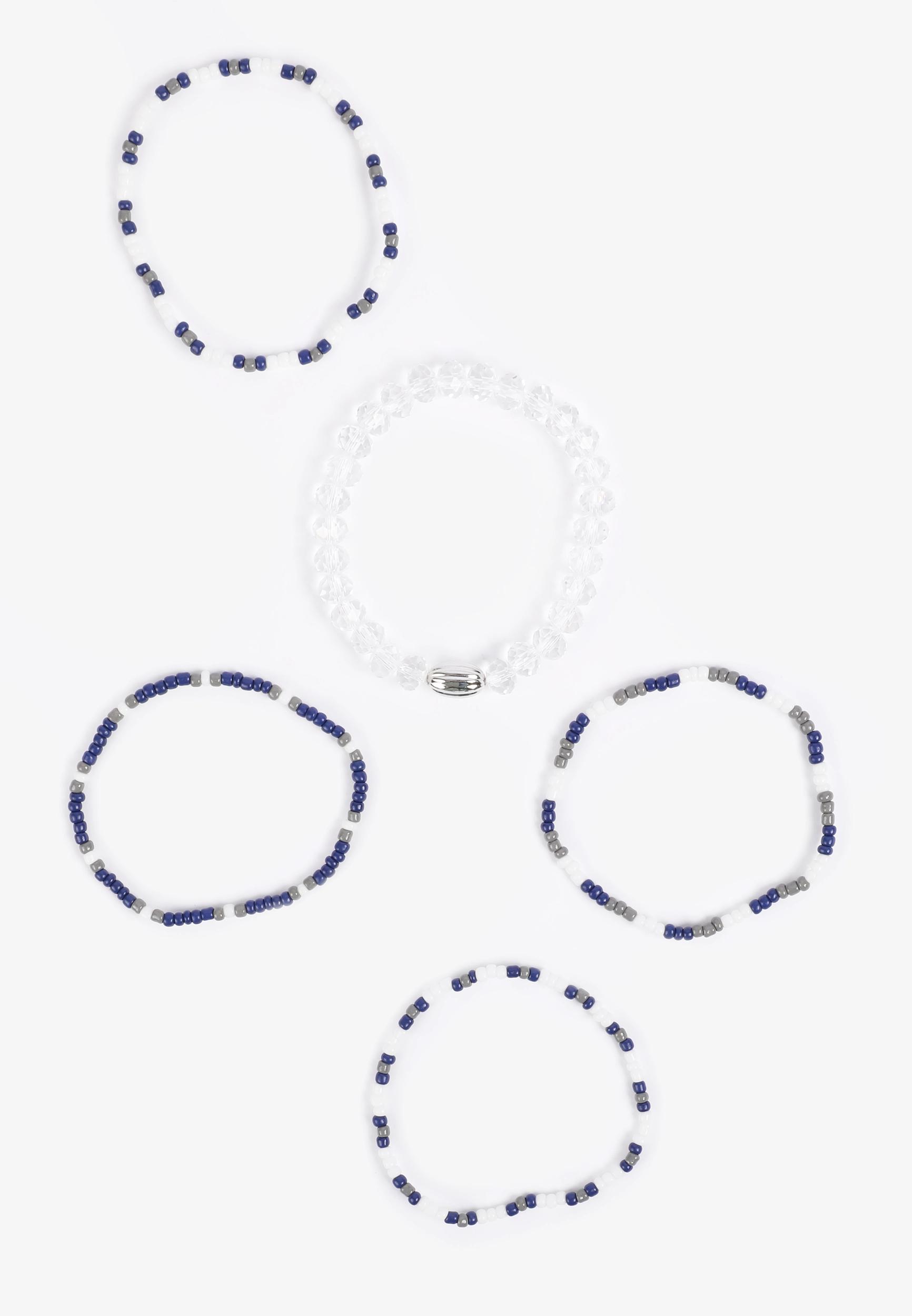Game Day Navy Blue And White Stretch Bracelet Set Product Image
