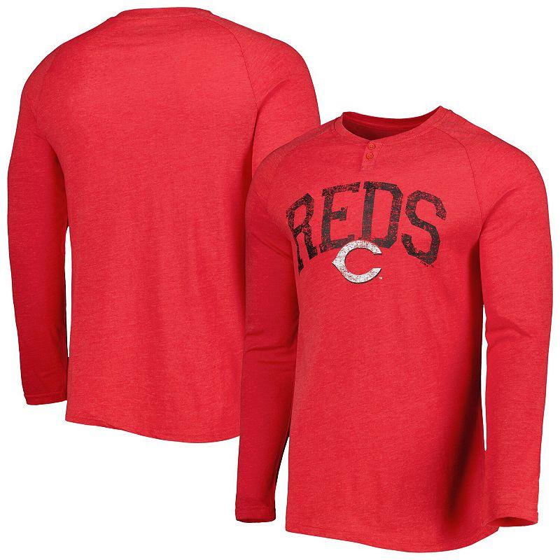 Mens Concepts Sport Heather Red Cincinnati Reds Inertia Raglan Long Sleeve Henley T-Shirt Product Image