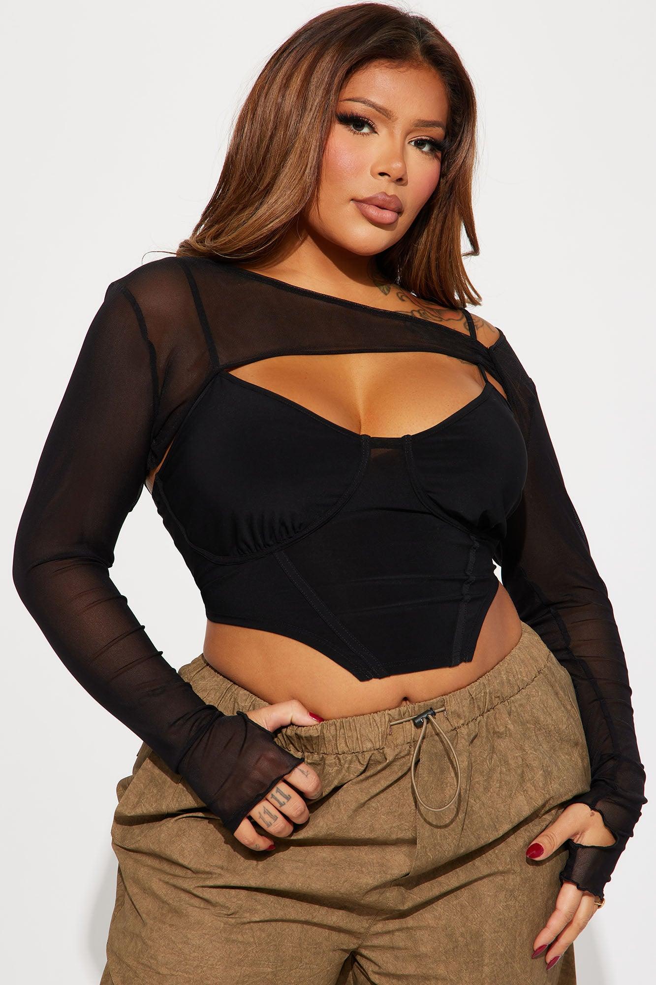 Molly Mesh Top - Black Product Image