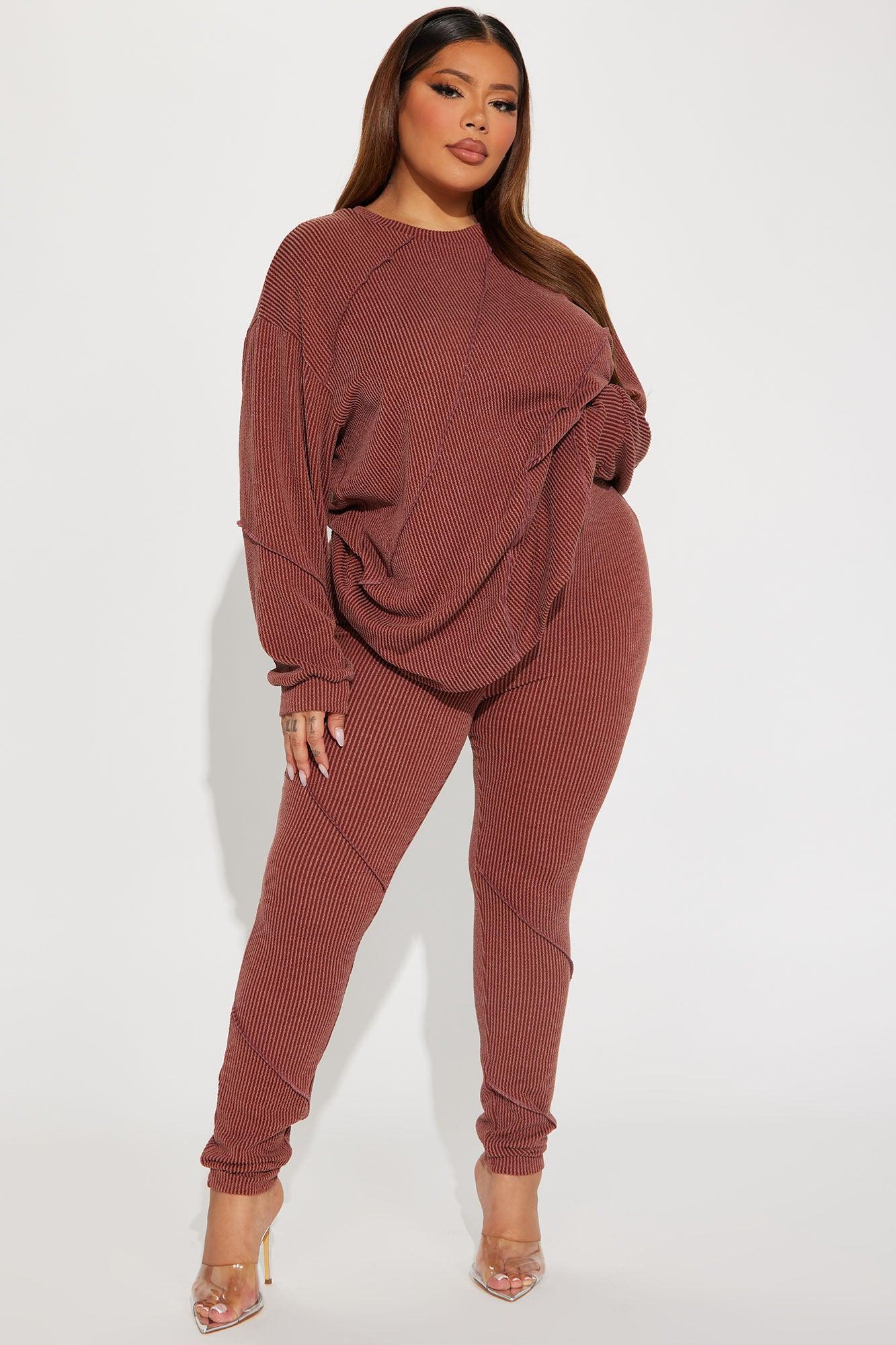 Lounge Vibes Legging Set - Brown Product Image