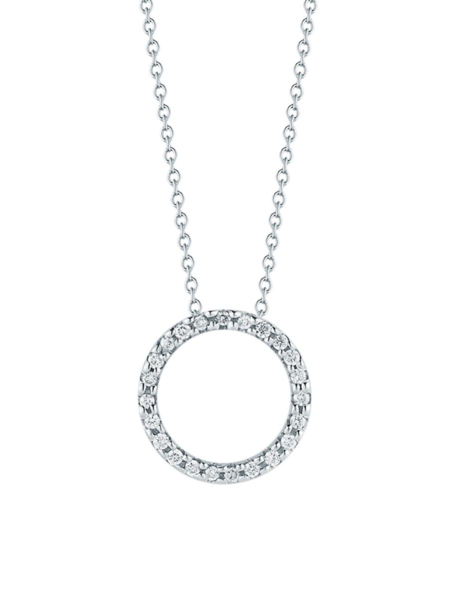 Womens Tiny Treasures 0.11 TCW Diamond & 18K White Gold Petite Circle Pendant Necklace Product Image