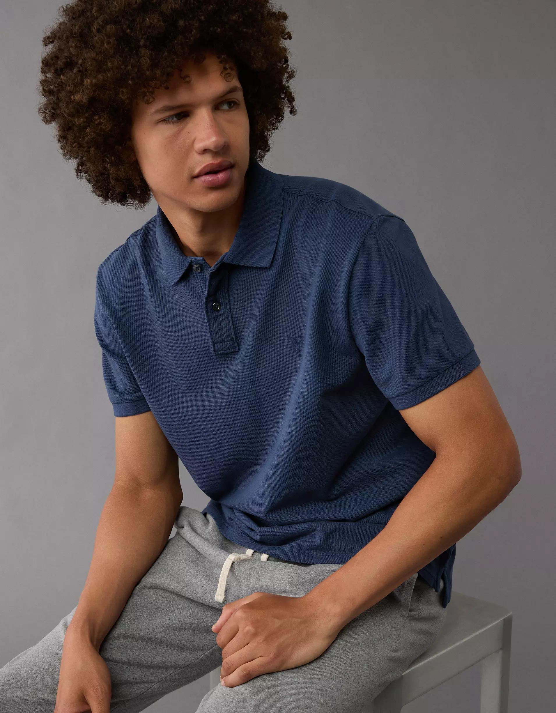 AE Lived-In Pique Polo Shirt Product Image