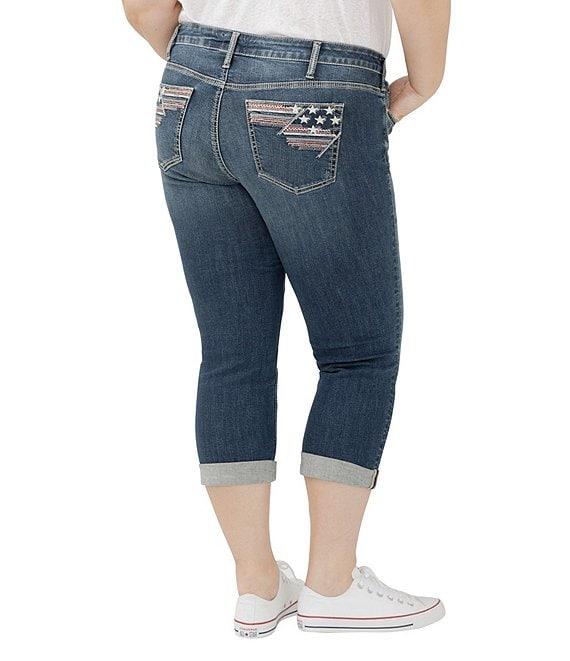 Silver Jeans Co. Plus Size Suki Mid Rise American Flag Detail Curvy Fit Capri Jeans Product Image