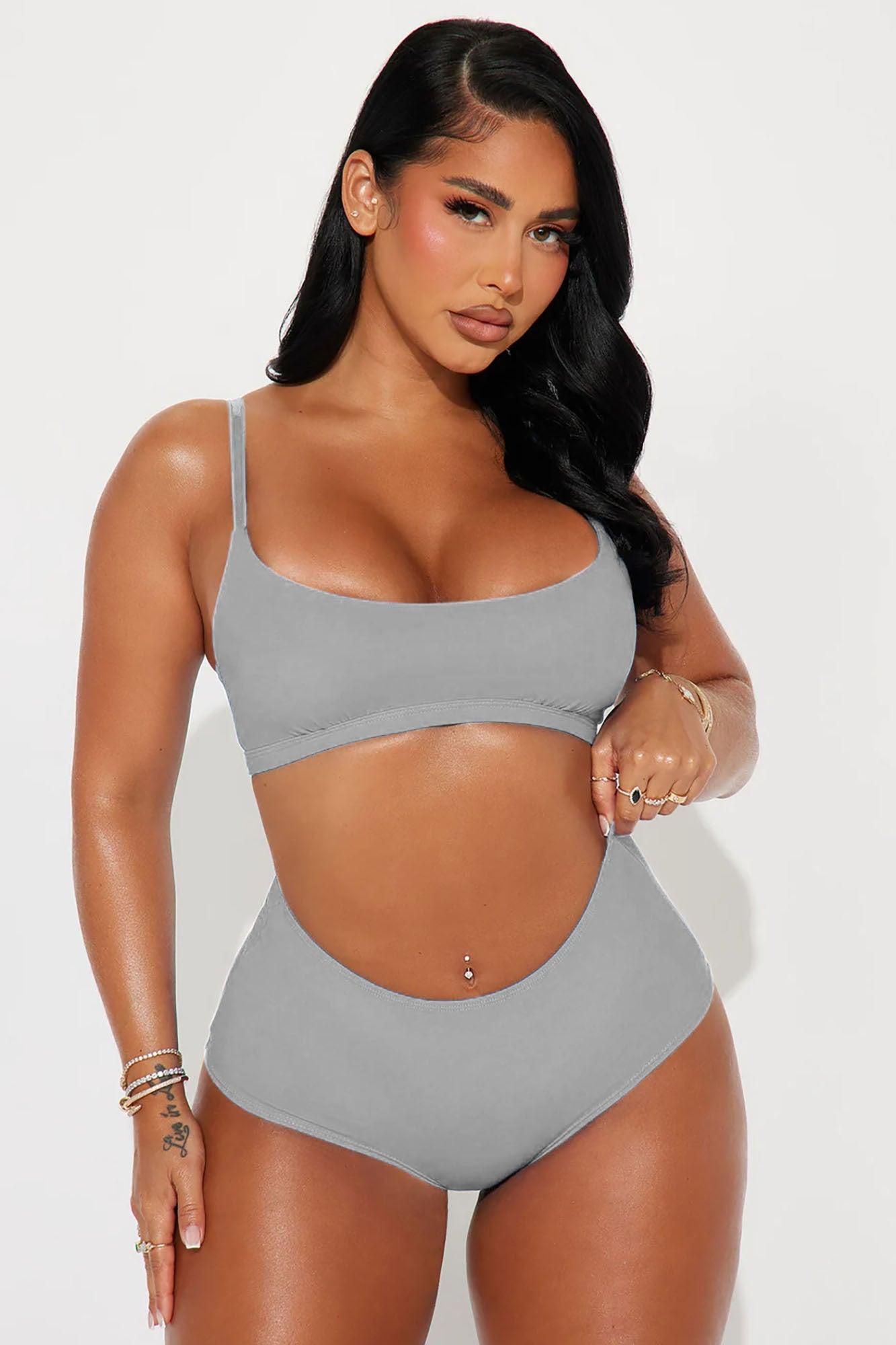 Nova Cotton Scoop Neck Bralette - Heather Grey Product Image