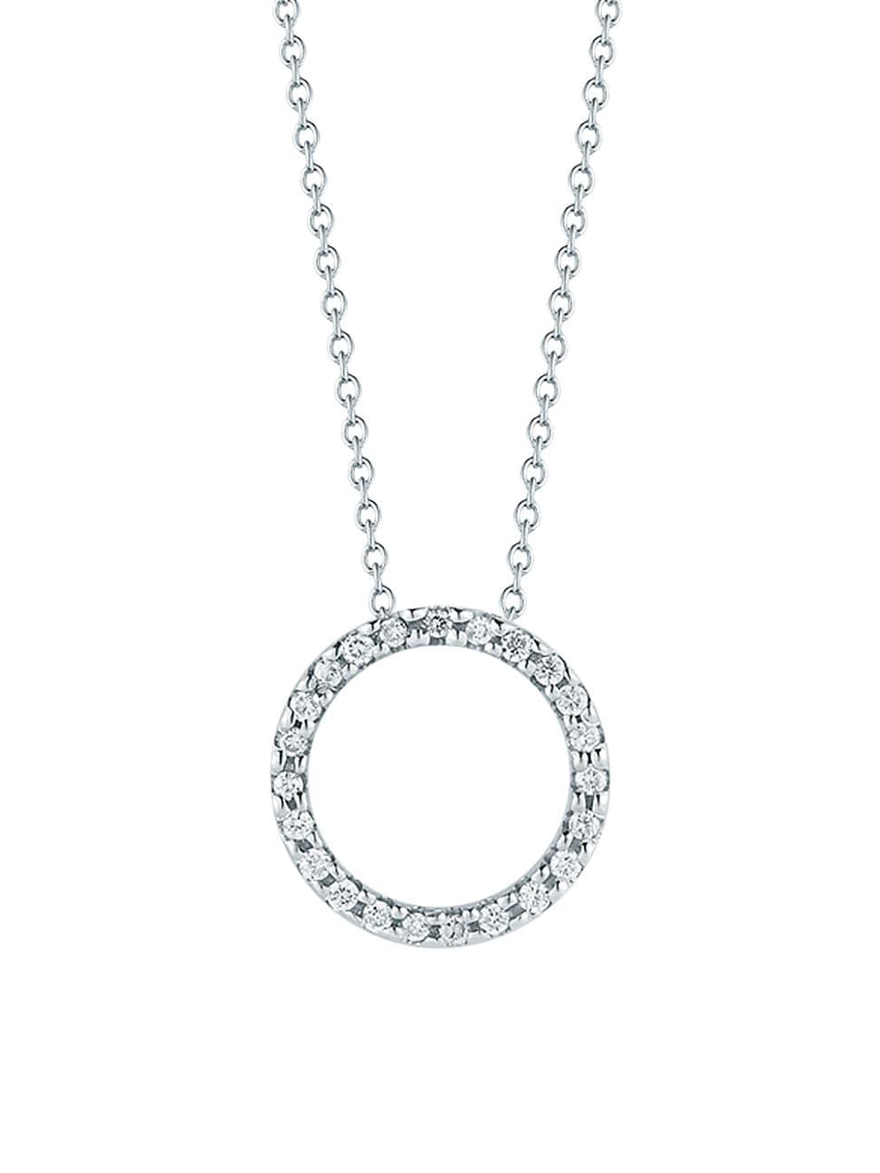 Womens Tiny Treasures 0.11 TCW Diamond & 18K White Gold Petite Circle Pendant Necklace Product Image