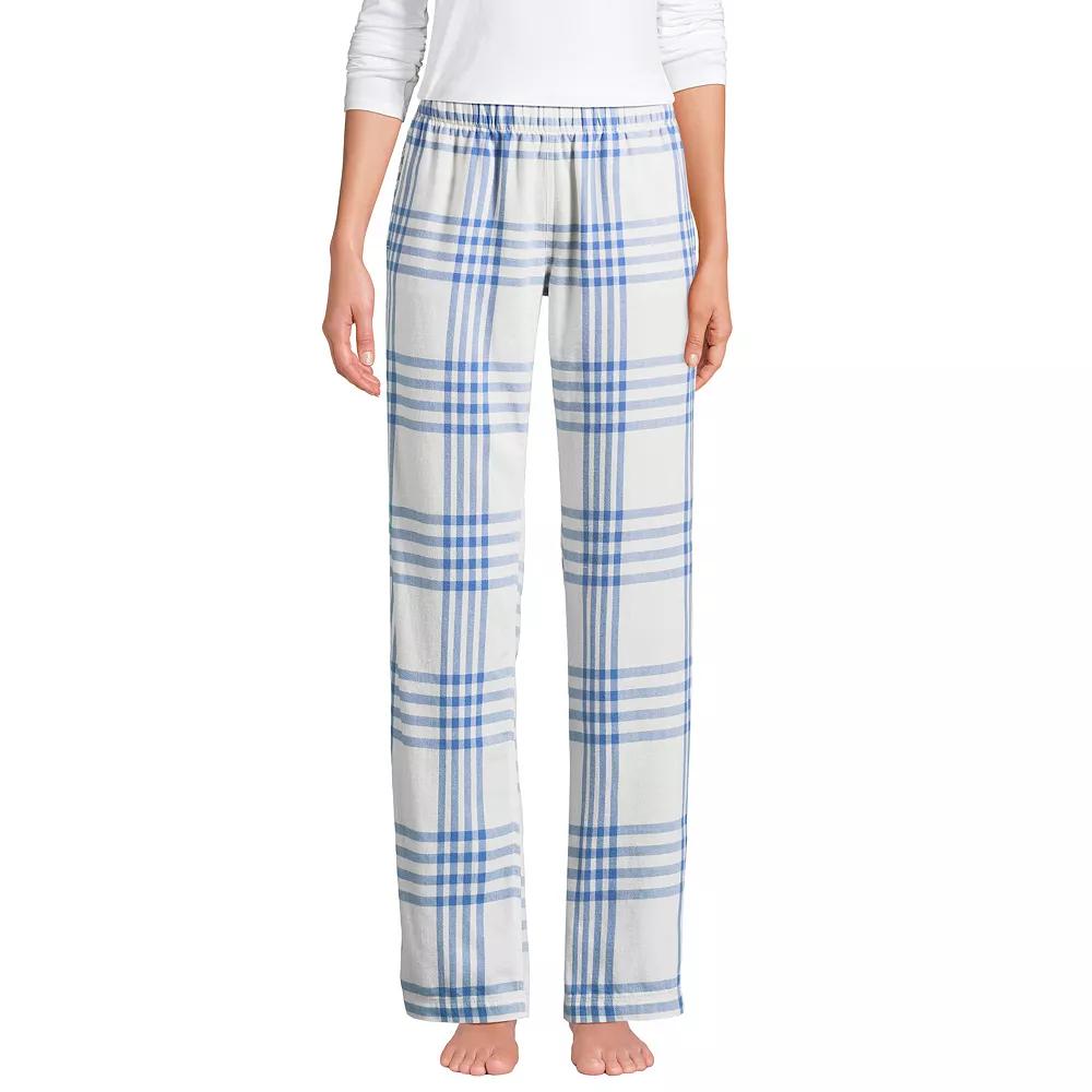 Petite Lands' End Women's Flannel Pajama Pants, Size: XL Petite, Clear Blue Plaid Product Image