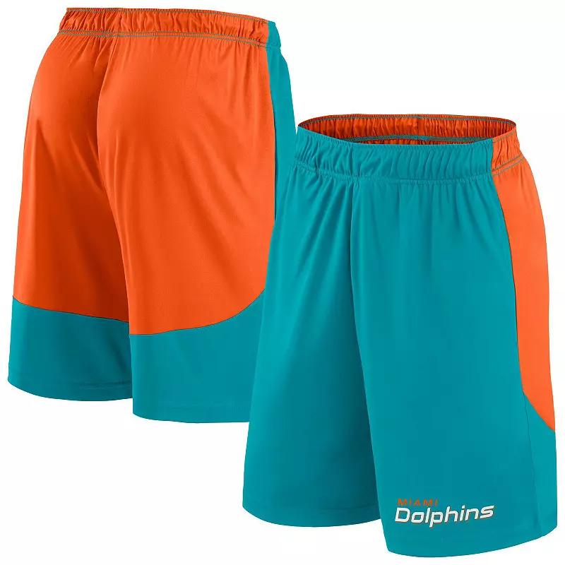 Men's Fanatics Aqua/Orange Miami Dolphins Big & Tall Launch Shorts, Size: 4XLT, Turquoise A Product Image