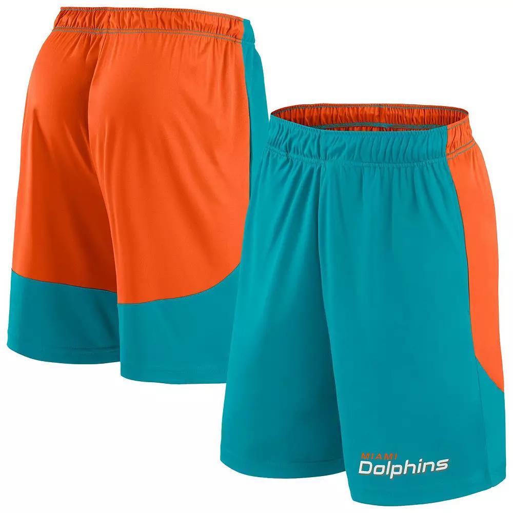 Men's Fanatics Aqua/Orange Miami Dolphins Big & Tall Launch Shorts, Size: 4XLT, Turquoise A Product Image