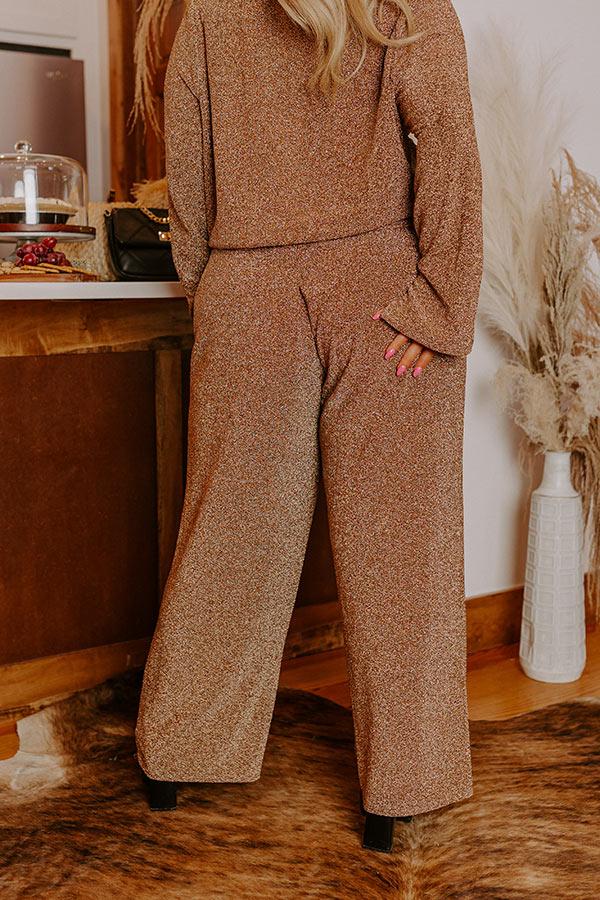 Sangria Toast Metallic High Waist Pants Curves Product Image