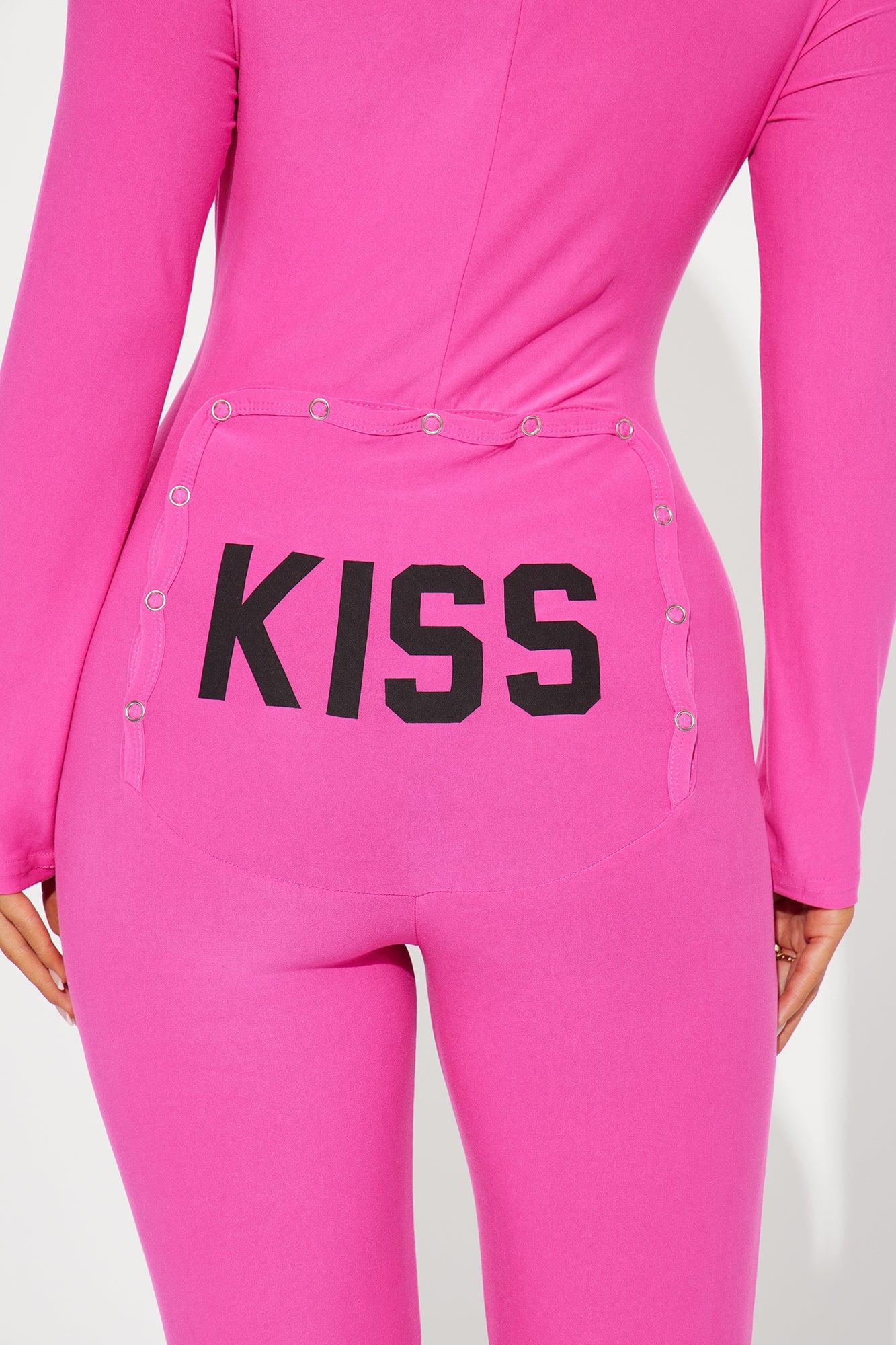 Kiss It PJ Jumpsuit Onesie - Hot Pink Product Image