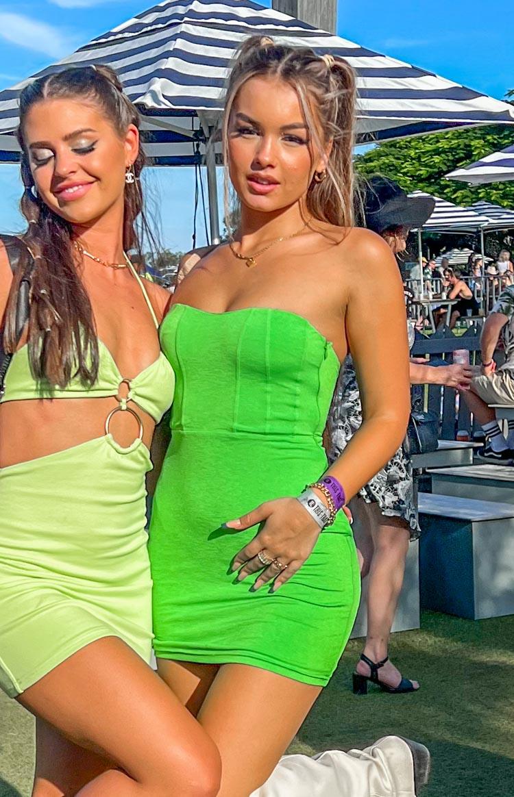 Adored Green Strapless Mini Dress Product Image