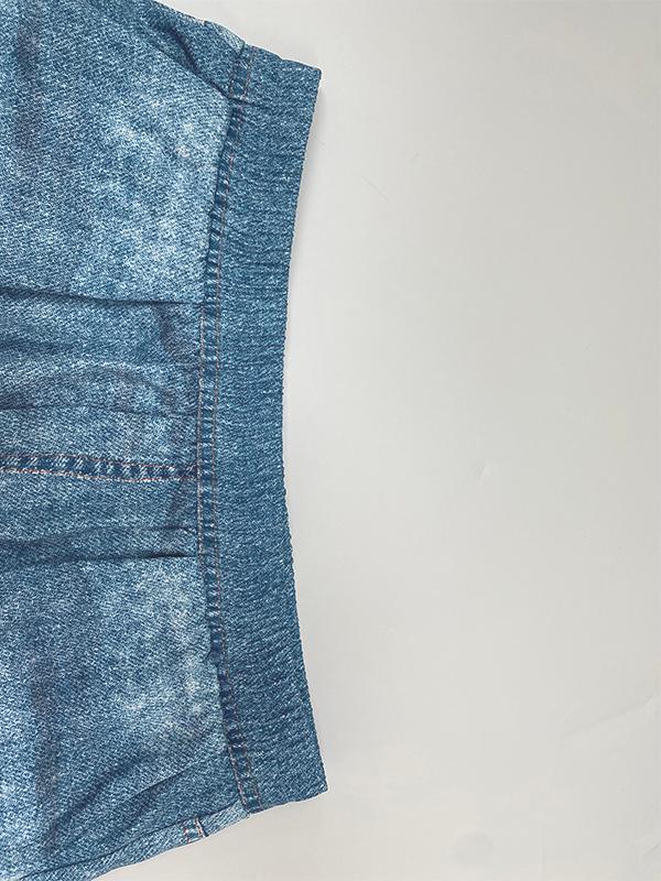 Loose Wide Leg Flower Print Jean Pants Bottoms Trousers Product Image