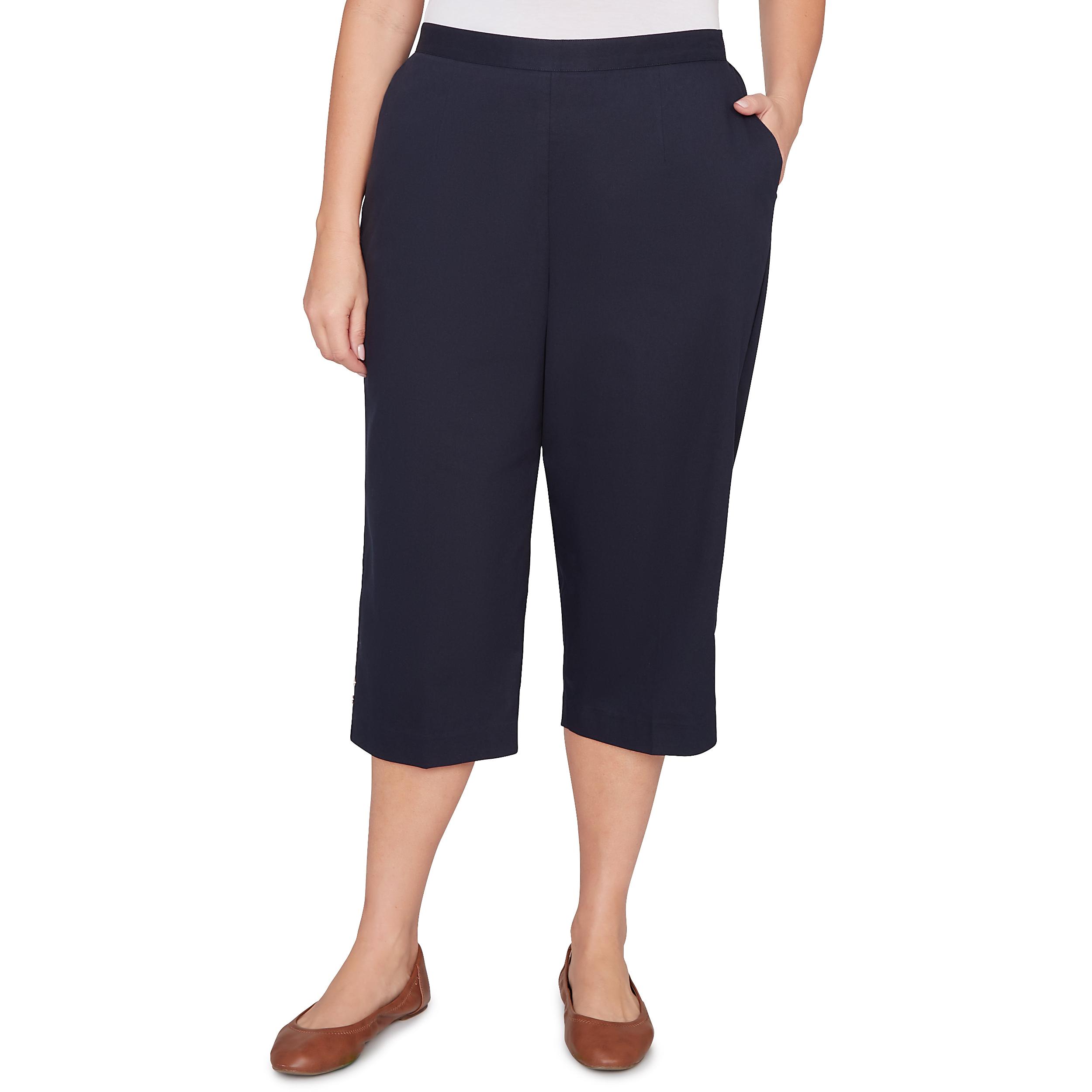 Alfred Dunner Solid Twill Button Hem Capri Pant - Plus Product Image