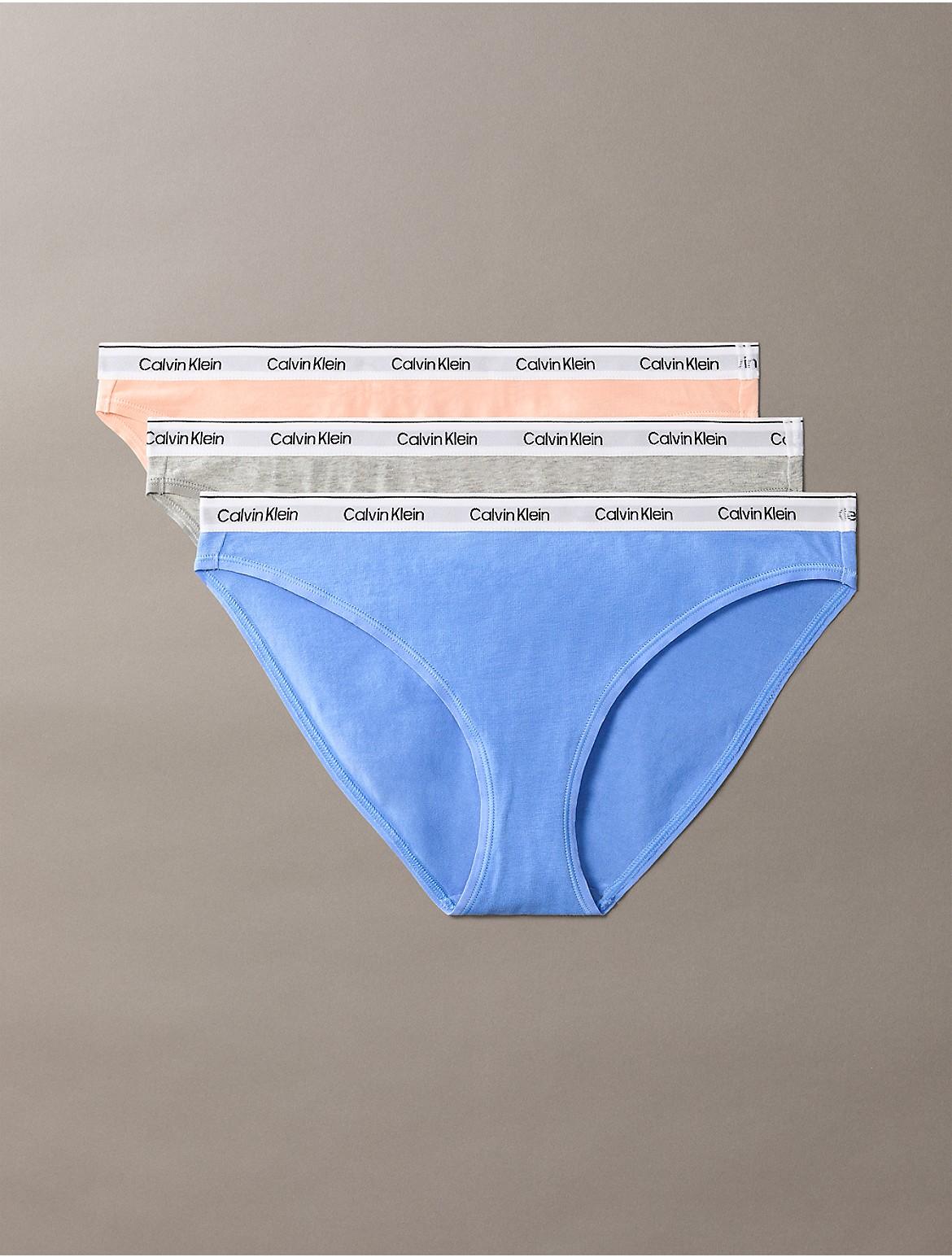 Calvin Klein Womens Modern Logo 3-Pack Bikini - Blue Product Image