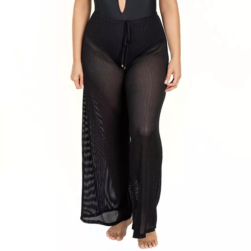 Plus Size Jordan Taylor Wide Leg Swim Cover-Up Pants, Women's, Size: 1XL, Black Product Image