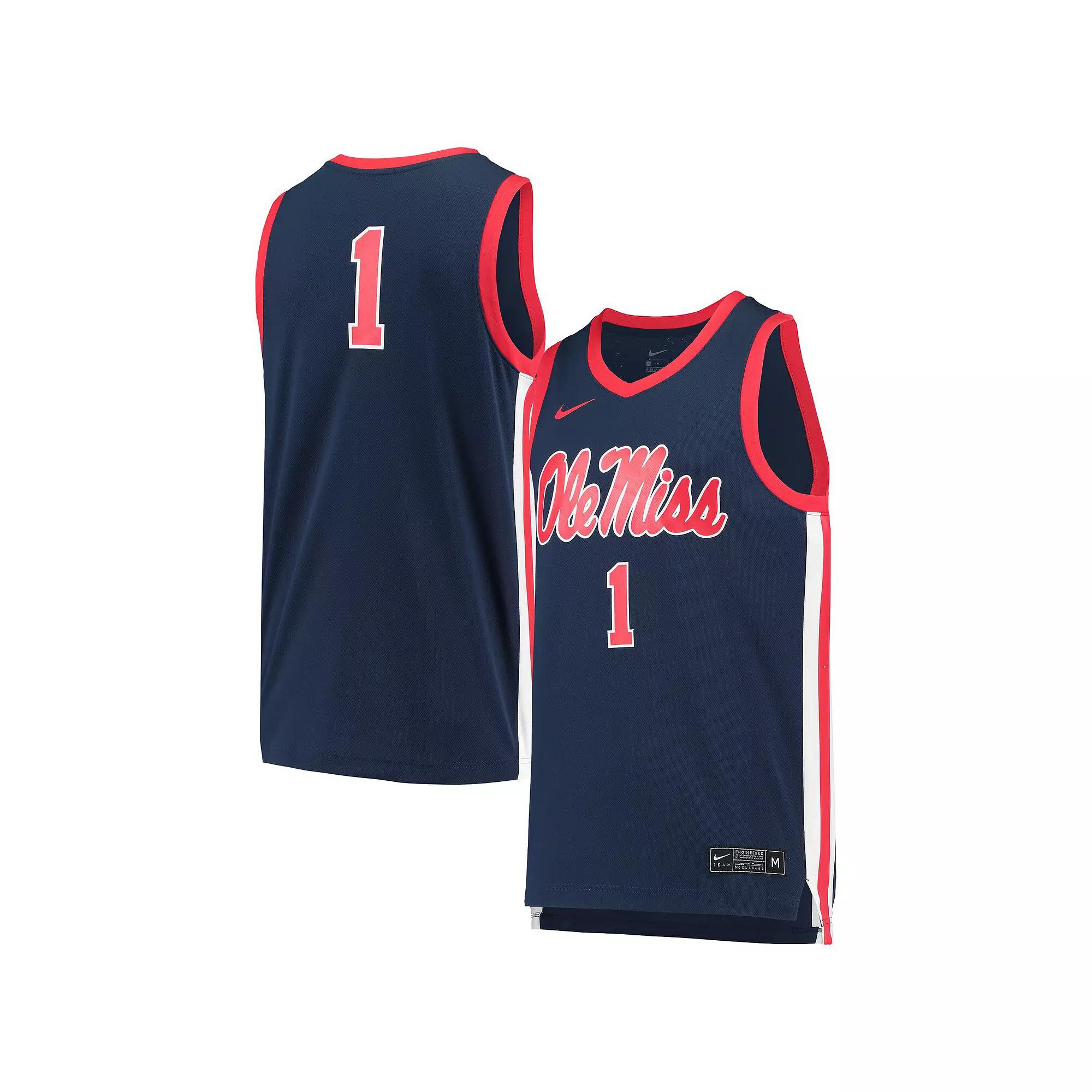 Men's Nike #1 Navy Ole Miss Rebels Replica Basketball Jersey,  Product Image