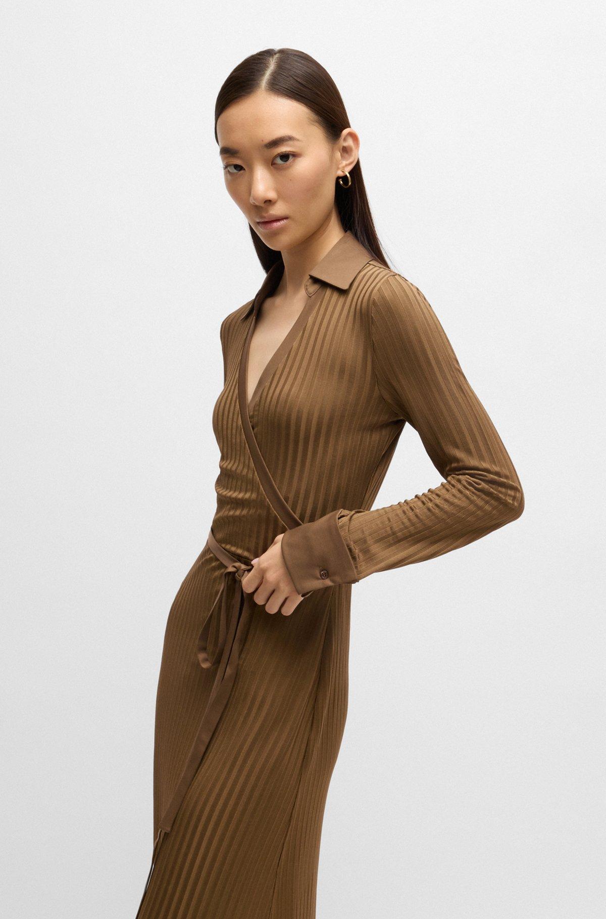 Wrap dress in lustrous ribbed jersey Product Image