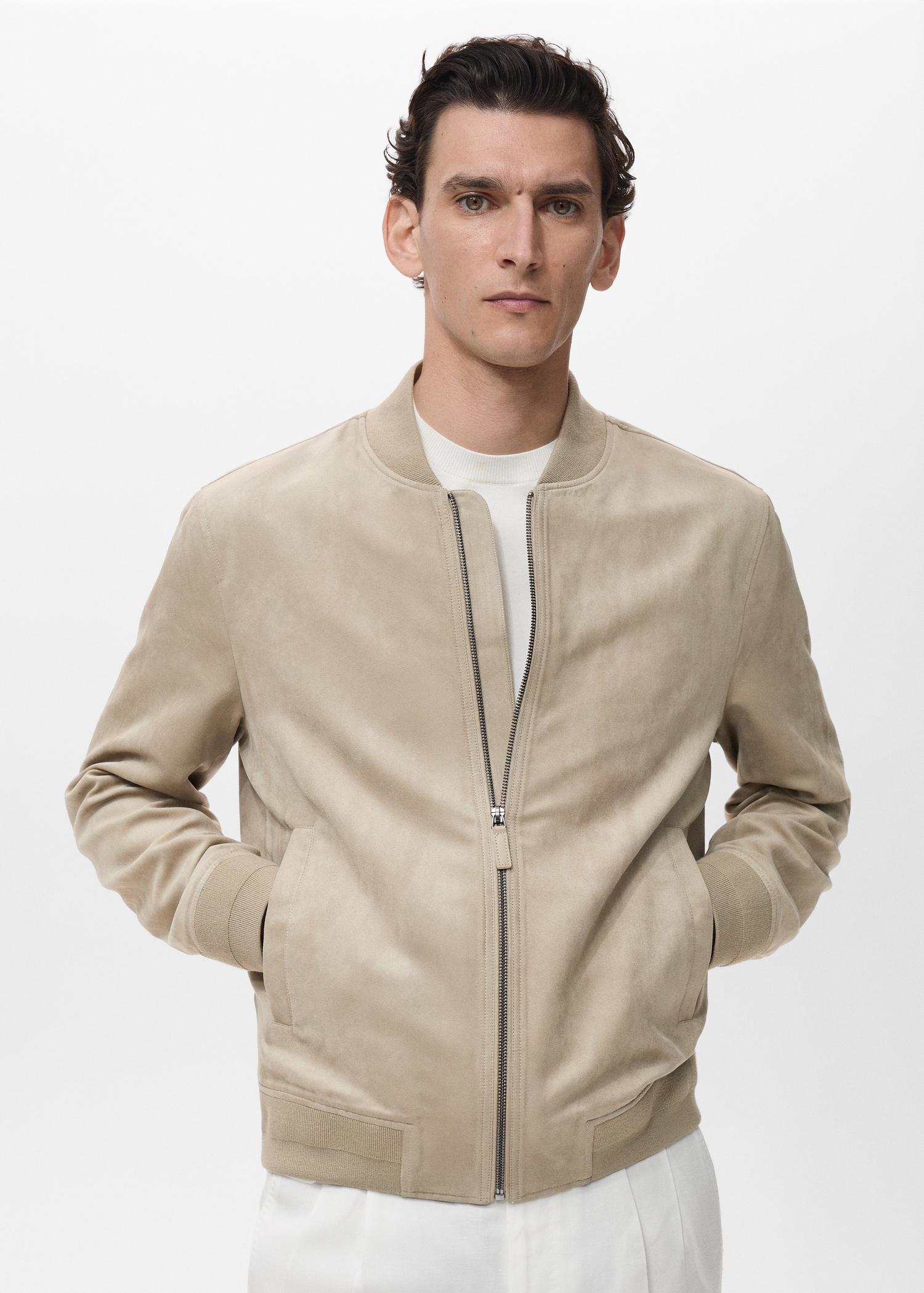 Suede-effect bomber jacket - Men | MANGO USA Product Image