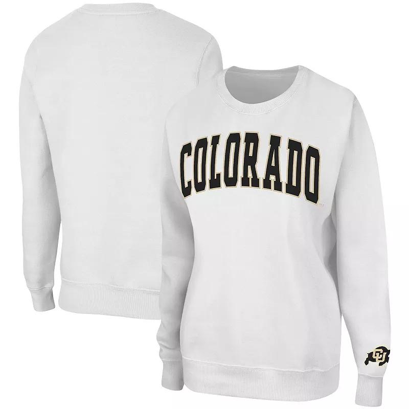 Women's Colosseum White Colorado Buffaloes Campanile Pullover Sweatshirt,  Product Image