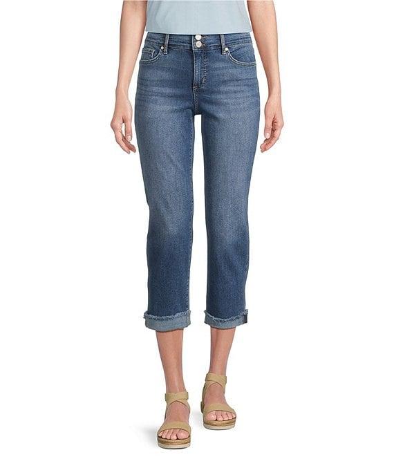 Code Bleu Soho High Rise Skinny Leg Double Waistband Frayed Cuff Capri Jeans Product Image