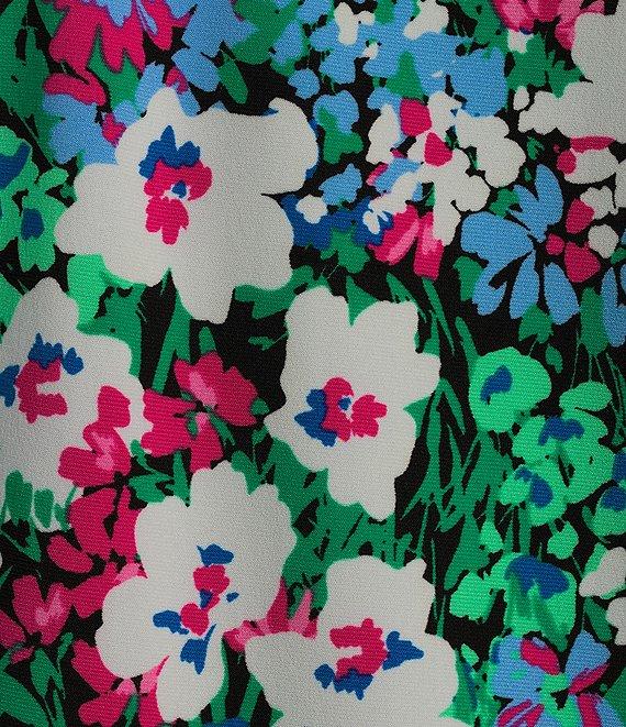 Kasper Floral Print Knot Neck Sleeveless Knit Top Product Image