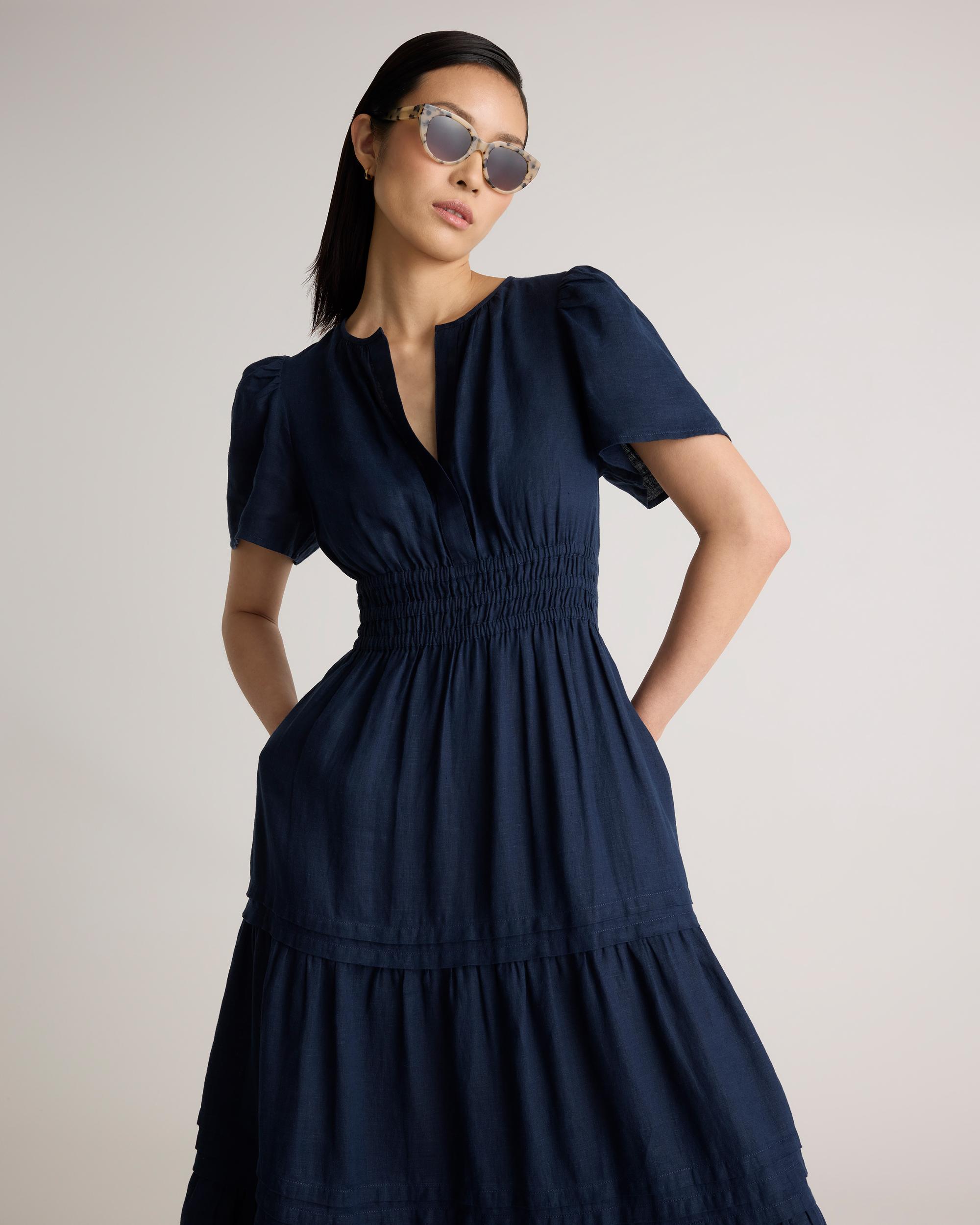 Quince | Women's 100% European Linen Tiered Maxi Dress Size XS Product Image