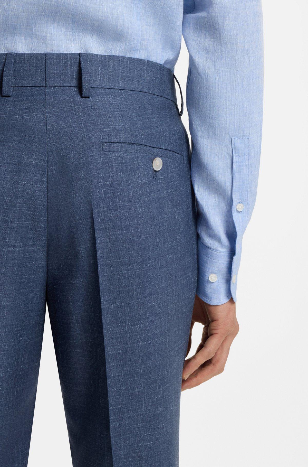 Slim-fit trousers in virgin wool, silk and linen Product Image