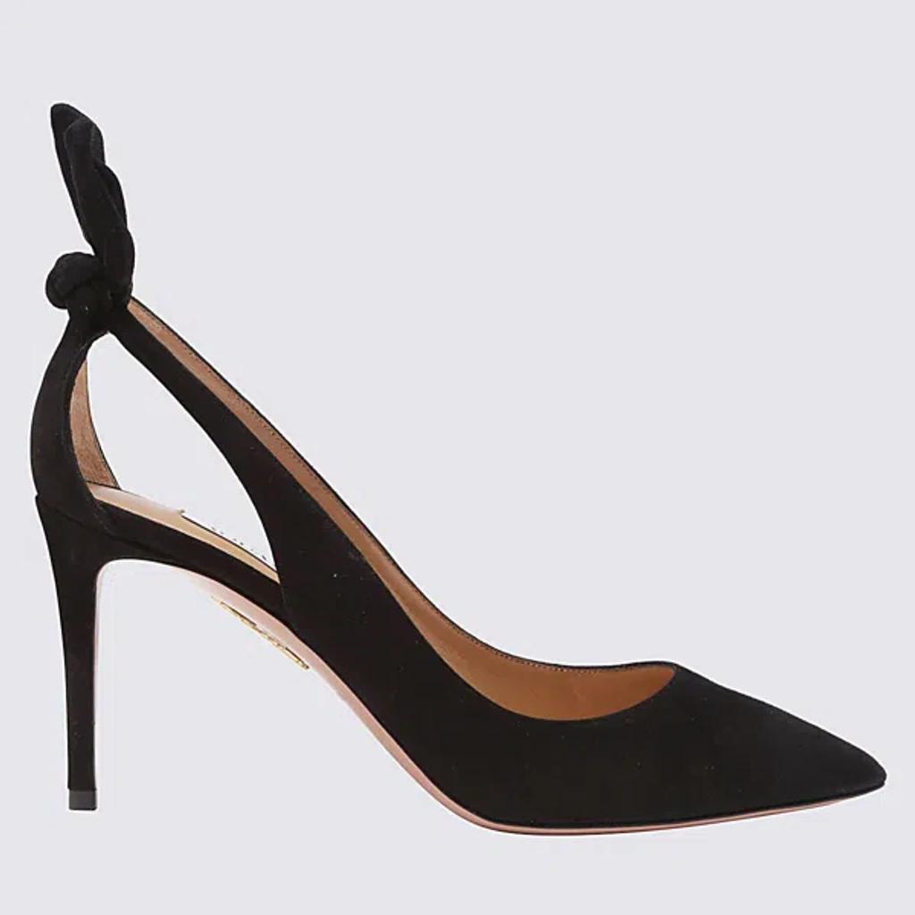 AQUAZZURA Bow Tie 85 Suede Pumps In Black Product Image