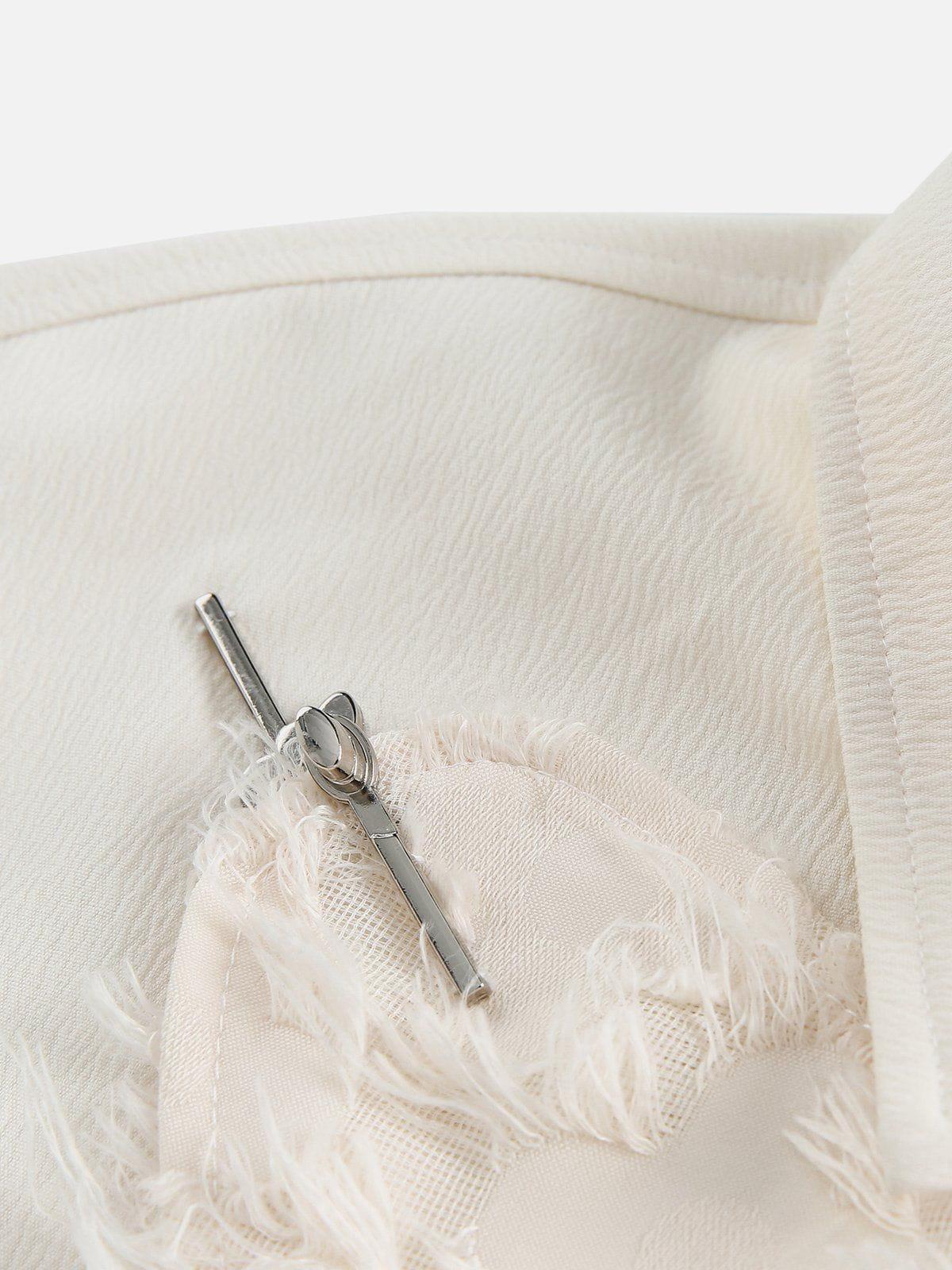 Aelfric Eden Irregular Color Block Frayed Long Sleeve Shirt Product Image