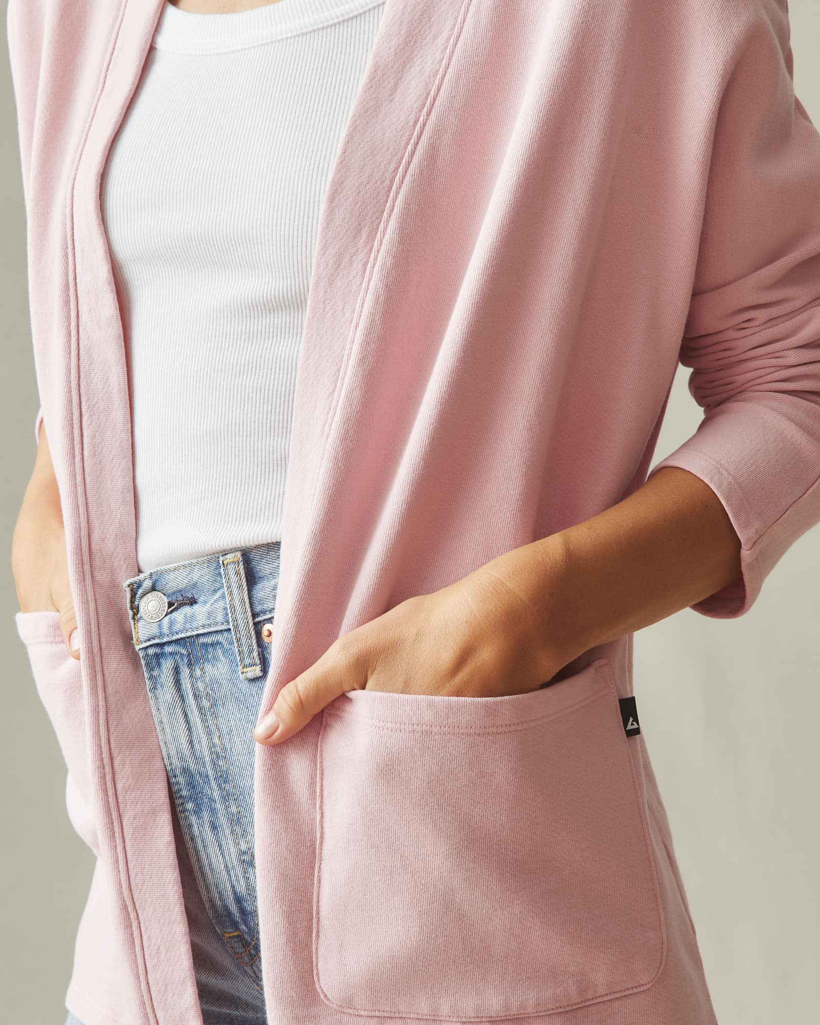 Women's French Terry Cardigan - Silver Pink Female Product Image