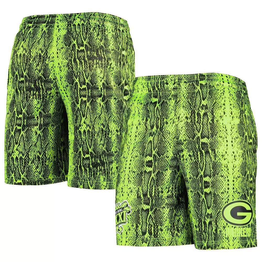 Men's New Era Neon Green Green Bay Packers Summer Pop Shorts,  Product Image