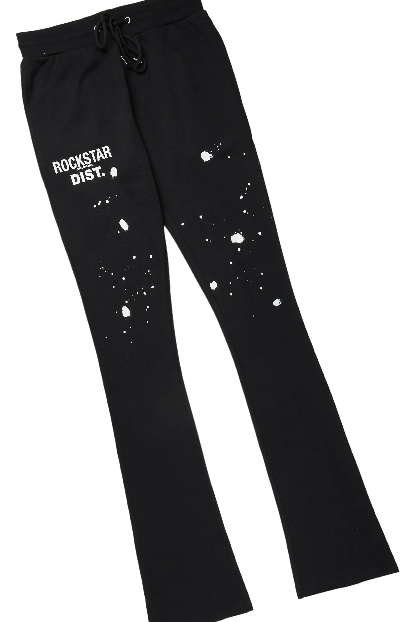 Raffer Black Hoodie/Stacked Flare Track Set Male Product Image