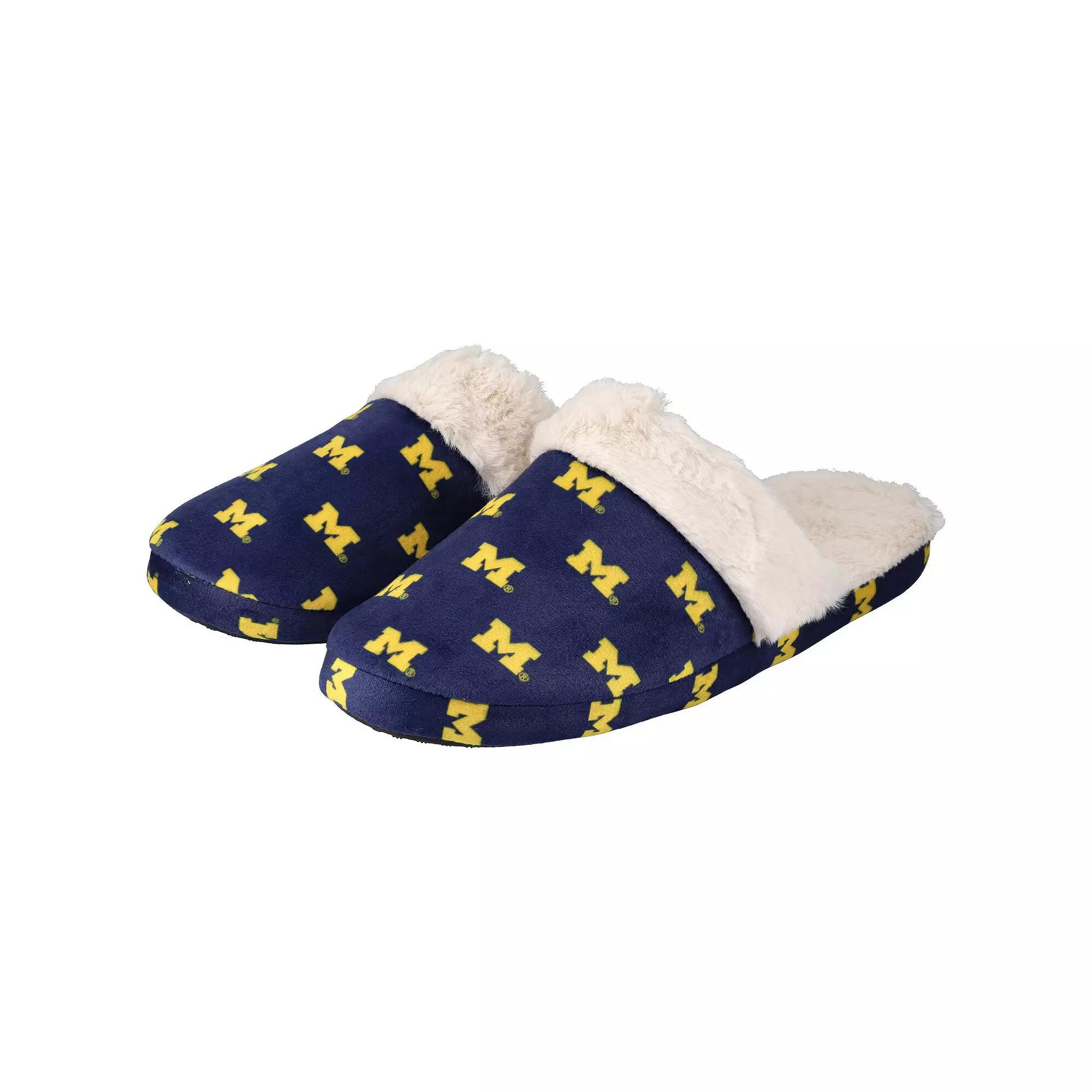 Women's ZooZatz Navy Michigan Wolverines Faux Fur Slippers, Size: 7-8, Blue Product Image
