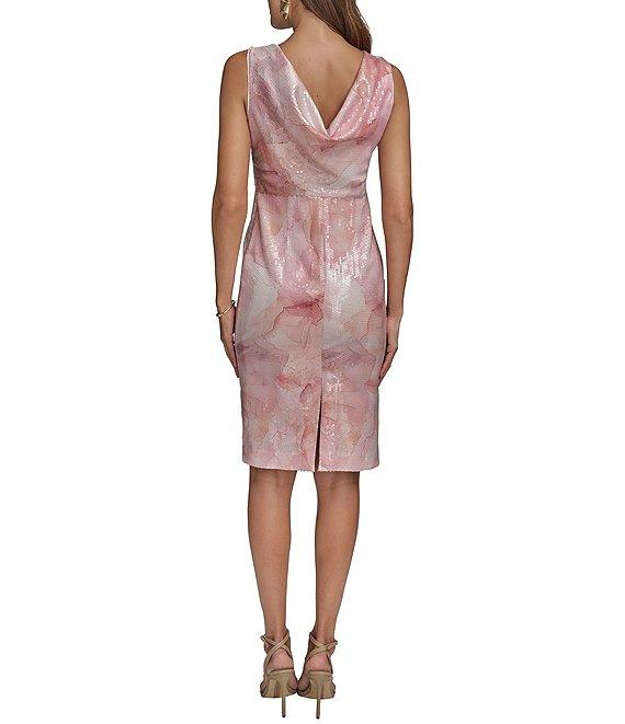 Donna Karan Sleeveless Printed Sequin Sheath Dress Product Image