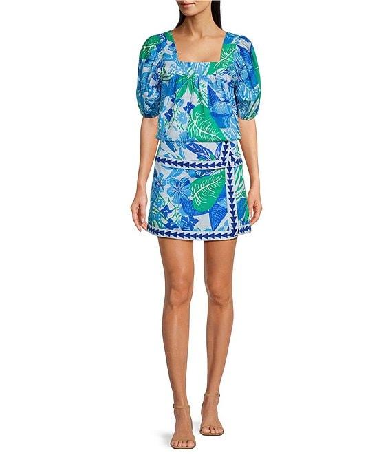 J.Marie Coordinating Andie Floral Print Square Neck Puff Sleeve Top Product Image