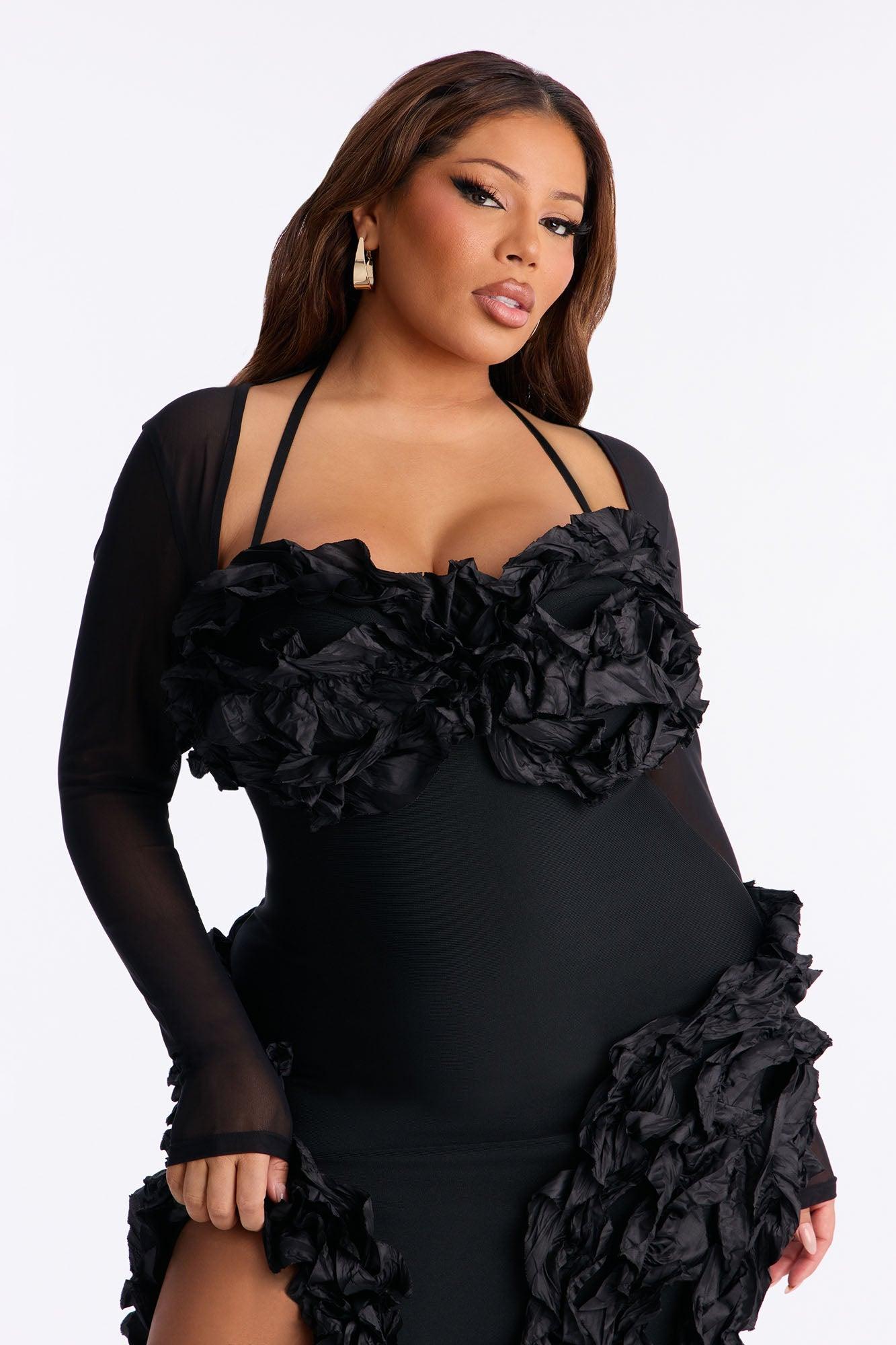 Leila Long Sleeve Bandage Mini Dress - Black Female Product Image