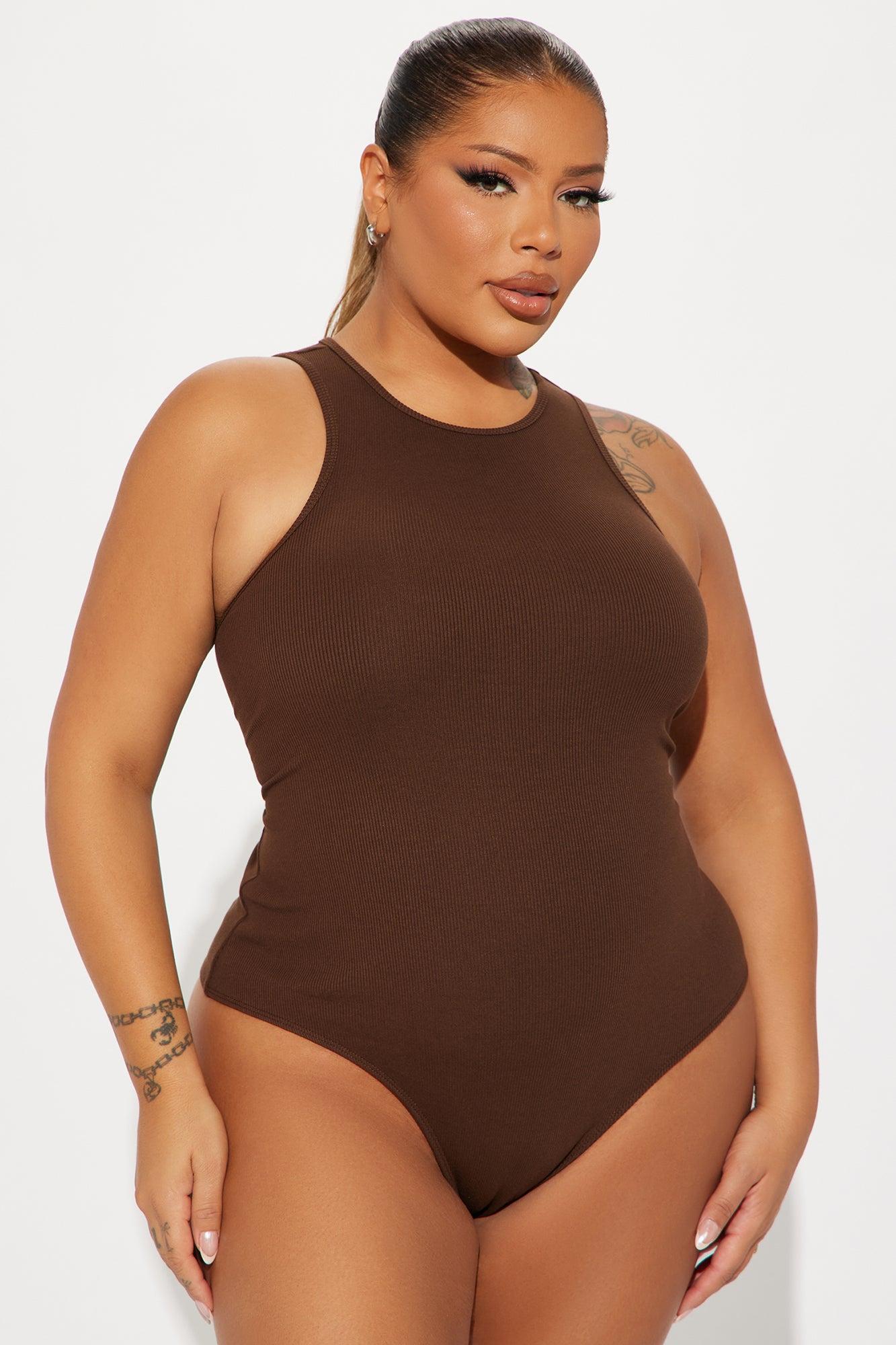 Model Attitude Racerback Bodysuit - Chocolate Product Image