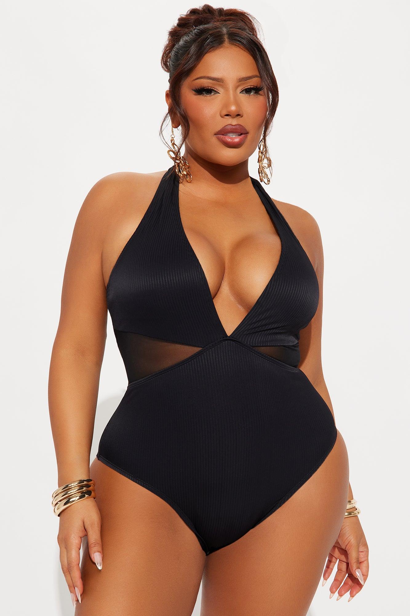 Marie Mesh Cutout Textured 1 Piece Swimsuit - Black Product Image