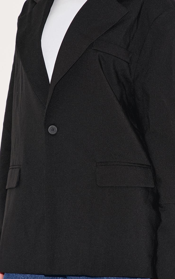Black Boxy Drop Shoulder Oversized Dad Blazer Product Image