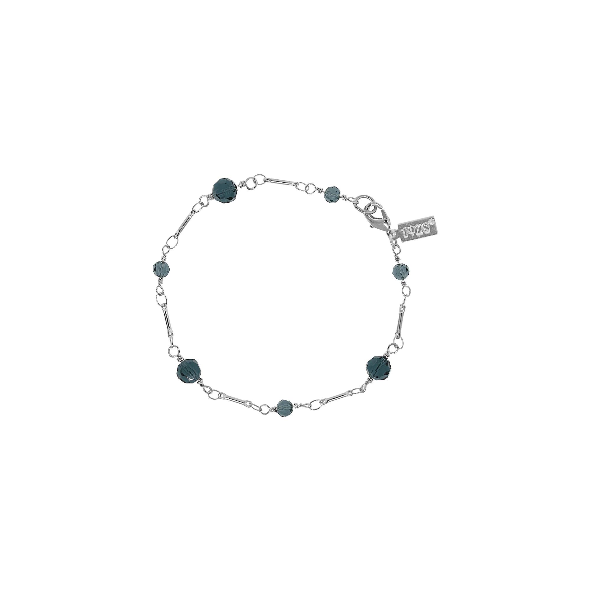 1928 Glass Bead Station Bracelet, Womens, Gold Blue Product Image