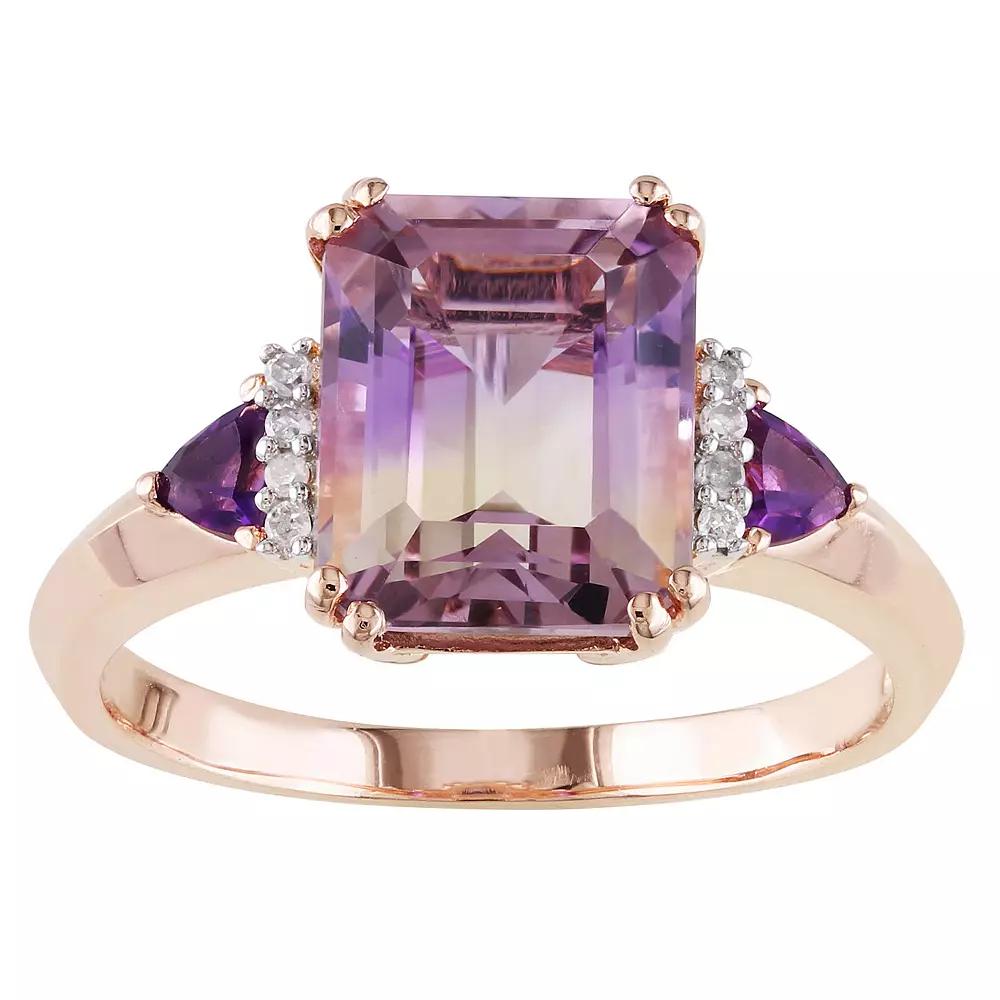 Stella Grace 18k Rose Gold Over Silver Ametrine, Amethyst & Diamond Accent Cocktail Ring, Women's, Size: 6.50, Pink Tone Product Image