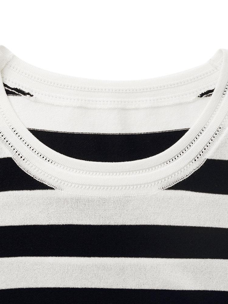 Round Neck Striped Knitted Women Top Product Image