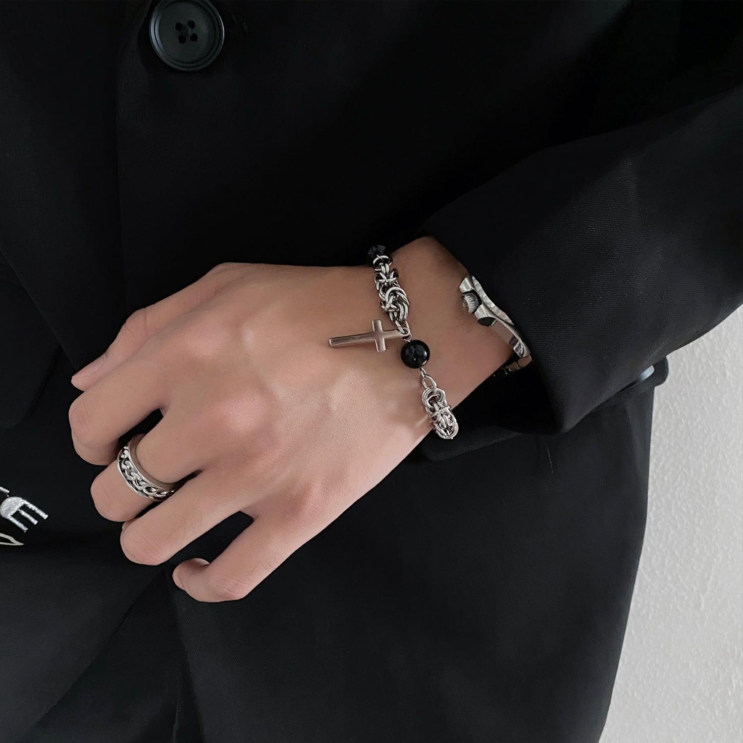 CROSS BLACK PEARL CHAIN BRACELET Product Image