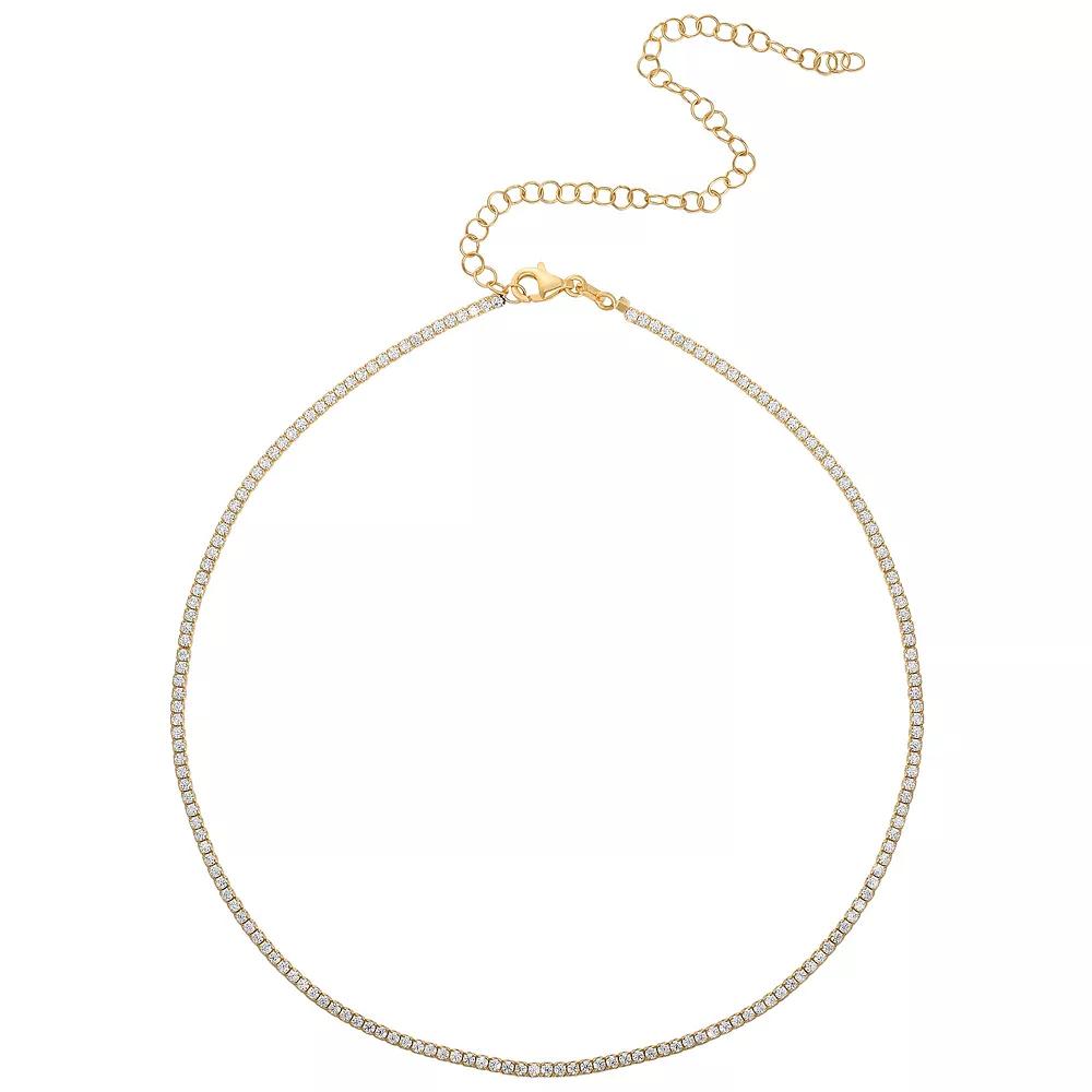 Sunkissed Sterling Cubic Zirconia Tennis Chain Choker Necklace, Women's, Size: 14", Gold Tone Product Image