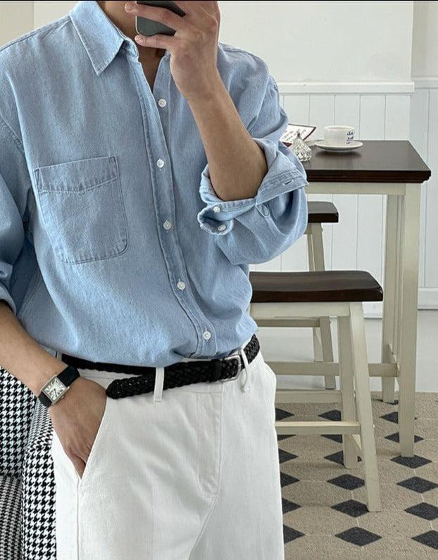 RT No. 6813 DENIM COLLAR BUTTON-UP SHIRT Product Image