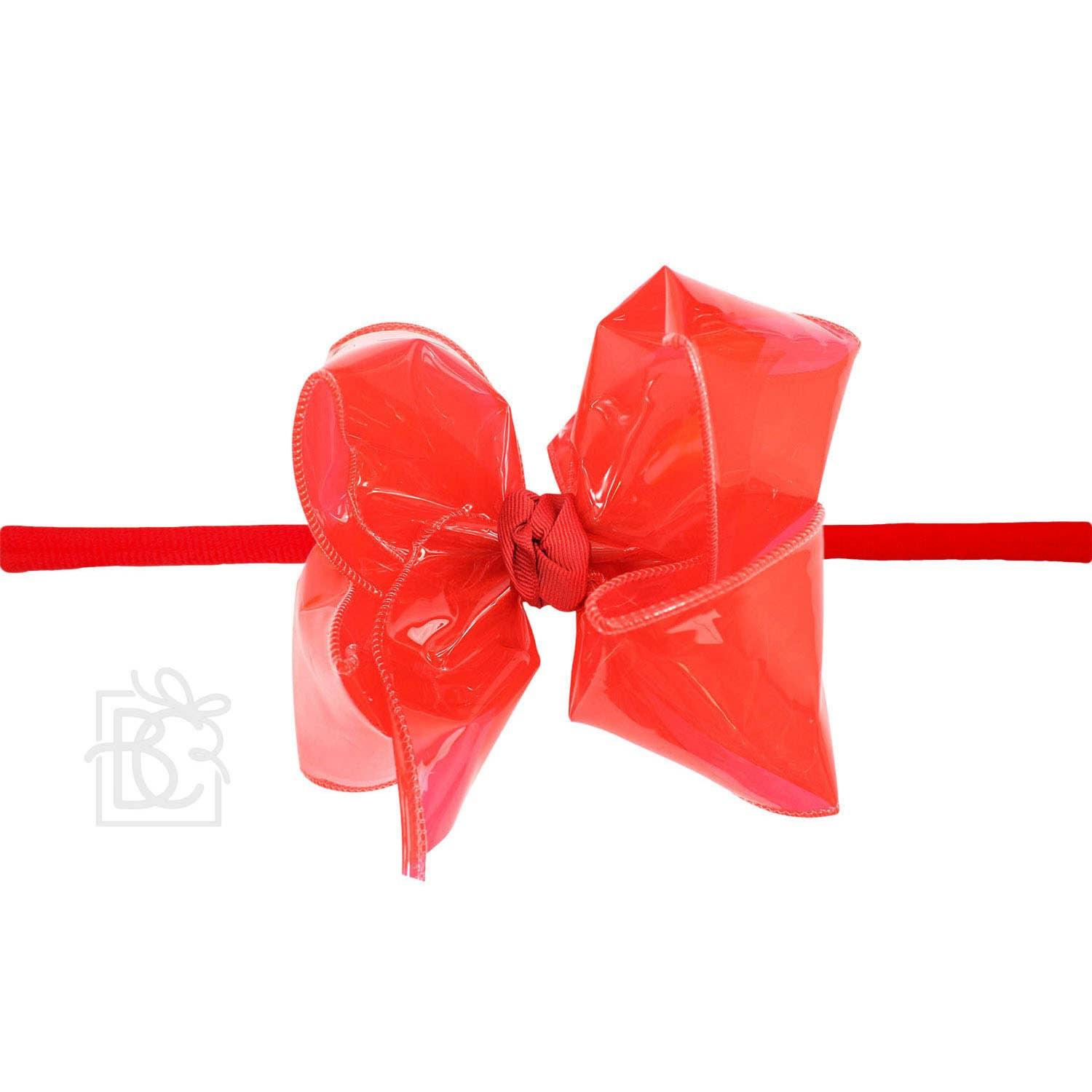 1/4" PANTYHOSE HEADBAND W/WATERPROOF BOW: 5.5" Huge - 2.5" Ribbon / AQUA Product Image